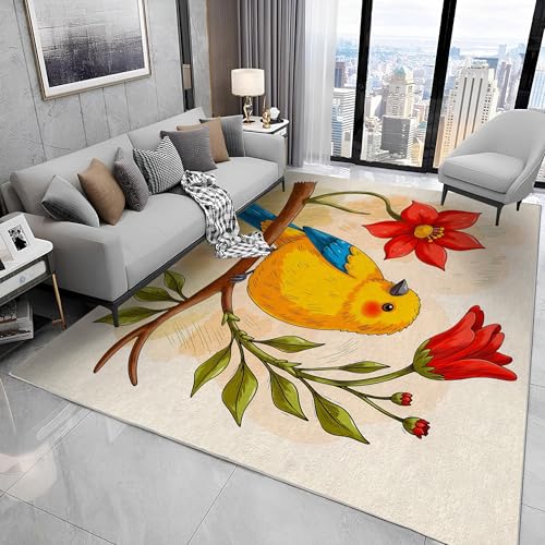 buyluhn Großer waschbarer Kurzflor-Teppich 200x300, Blumen Teppich, Vögel Dünn Saugfähig Vielseitig für Wohnzimmer Schlafzimmer Oder Als Bettvorlege N37 buyluhn Großer waschbarer Kurzflor-Teppich 200x300, Blumen Teppich, Vögel Dünn Saugfähig Vielseitig für Wohnzimmer Schlafzimmer Oder Als Bettvorlege N37 von buyluhn
