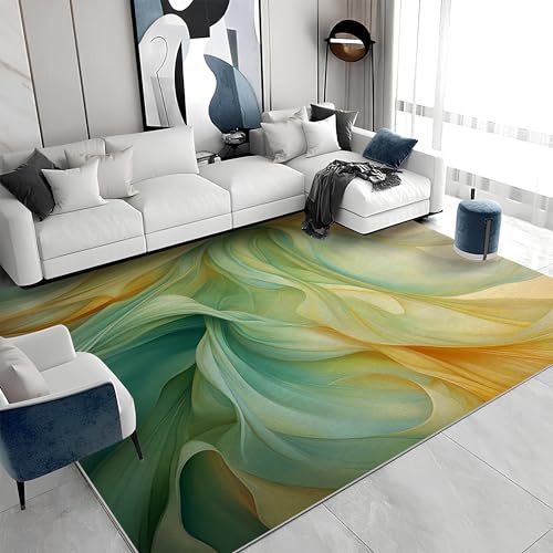 buyluhn Großer waschbarer Kurzflor-Teppich 200x300 - Moiré Grün Gelb Teppiche - Abstrakte Kunst Dünn Saugfähig Vielseitig Carpet für Wohnzimmer Schlafzimmer Oder Als Bettvorlege G&855 buyluhn Großer waschbarer Kurzflor-Teppich 200x300 - Moiré Grün Gelb Teppiche - Abstrakte Kunst Dünn Saugfähig Vielseitig Carpet für Wohnzimmer Schlafzimmer Oder Als Bettvorlege G&855 von buyluhn