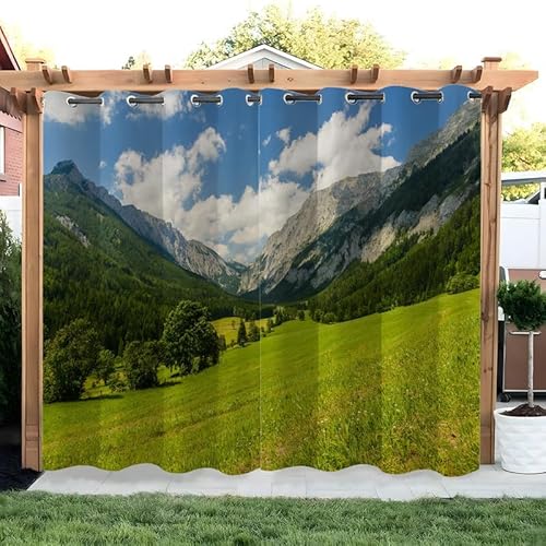 buyluhn Landschaft Outdoorvorhänge Wetterfest Berg Outdoor Vorhänge Wasserdicht Balkon Vorhang Außen 2er Set Outdoor Vorhang mit Ösen Outdoor Gardinen für Pavillon Terrasse, 155x200cm von buyluhn