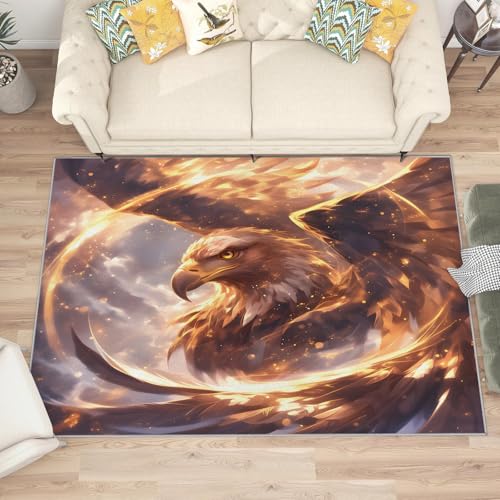 buyluhn Quadratischer Kurzflor-Teppich 120x120, Adler Tier orange Farbe Teppich, Fantasie Waschbar rutschfest Dünn Saugfähig Teppiche Für Bad Eingangsbereich Innenräume K129 buyluhn Quadratischer Kurzflor-Teppich 120x120, Adler Tier orange Farbe Teppich, Fantasie Waschbar rutschfest Dünn Saugfähig Teppiche Für Bad Eingangsbereich Innenräume K129 von buyluhn
