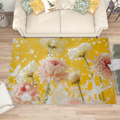 buyluhn Quadratischer Kurzflor-Teppich 120x120, Blumen Gelb Rosa Teppich, Ästhetik Waschbar rutschfest Dünn Saugfähig Teppiche Für Bad Eingangsbereich Innenräume L238 buyluhn Quadratischer Kurzflor-Teppich 120x120, Blumen Gelb Rosa Teppich, Ästhetik Waschbar rutschfest Dünn Saugfähig Teppiche Für Bad Eingangsbereich Innenräume L238 von buyluhn
