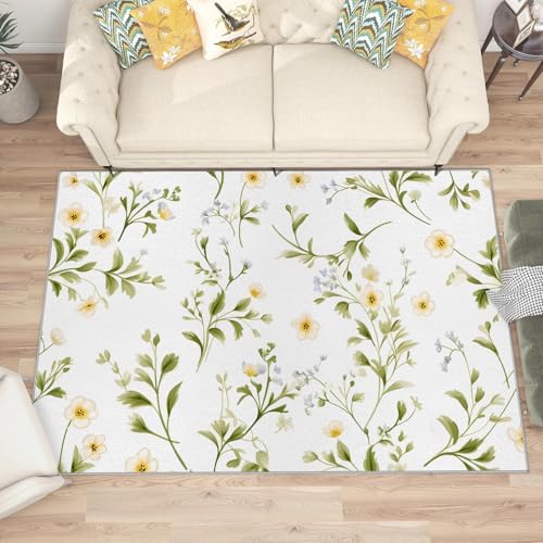buyluhn Quadratischer Kurzflor-Teppich 120x120, Blumen Grün Weiß Teppich, Anlage Waschbar rutschfest Dünn Saugfähig Teppiche Für Bad Eingangsbereich Innenräume L310 buyluhn Quadratischer Kurzflor-Teppich 120x120, Blumen Grün Weiß Teppich, Anlage Waschbar rutschfest Dünn Saugfähig Teppiche Für Bad Eingangsbereich Innenräume L310 von buyluhn