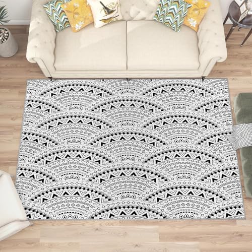 buyluhn Quadratischer Kurzflor-Teppich 120x120, Böhmen Grau Schwarz Teppich, Japanisch Waschbar rutschfest Dünn Saugfähig Teppiche Für Bad Eingangsbereich Innenräume L74 buyluhn Quadratischer Kurzflor-Teppich 120x120, Böhmen Grau Schwarz Teppich, Japanisch Waschbar rutschfest Dünn Saugfähig Teppiche Für Bad Eingangsbereich Innenräume L74 von buyluhn