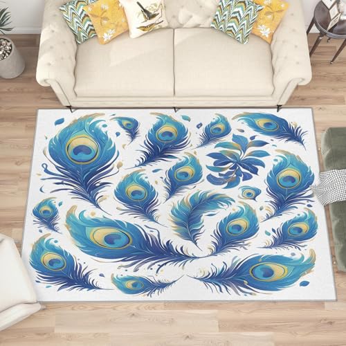 buyluhn Quadratischer Kurzflor-Teppich 120x120, Feder blau weiß Teppich, Ästhetik Waschbar rutschfest Dünn Saugfähig Teppiche Für Bad Eingangsbereich Innenräume K92 buyluhn Quadratischer Kurzflor-Teppich 120x120, Feder blau weiß Teppich, Ästhetik Waschbar rutschfest Dünn Saugfähig Teppiche Für Bad Eingangsbereich Innenräume K92 von buyluhn