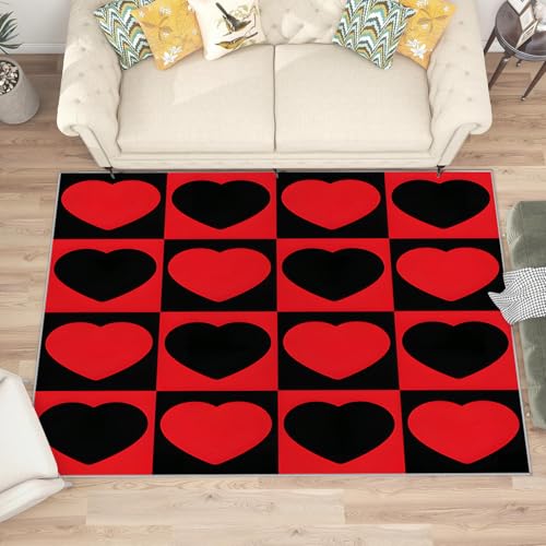 buyluhn Quadratischer Kurzflor-Teppich 120x120, Herz Rot Schwarz Teppich modern Waschbar rutschfest Dünn Saugfähig Teppiche Für Bad Eingangsbereich Innenräume G154 buyluhn Quadratischer Kurzflor-Teppich 120x120, Herz Rot Schwarz Teppich modern Waschbar rutschfest Dünn Saugfähig Teppiche Für Bad Eingangsbereich Innenräume G154 von buyluhn