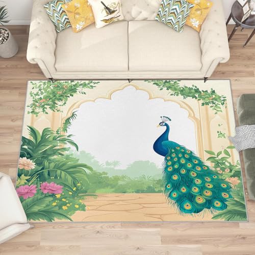 buyluhn Quadratischer Kurzflor-Teppich 120x120, Pfau Teppich Jugendzimmer, Tier Waschbar rutschfest Dünn Saugfähig Teppiche Für Bad Eingangsbereich Innenräume U-238 buyluhn Quadratischer Kurzflor-Teppich 120x120, Pfau Teppich Jugendzimmer, Tier Waschbar rutschfest Dünn Saugfähig Teppiche Für Bad Eingangsbereich Innenräume U-238 von buyluhn