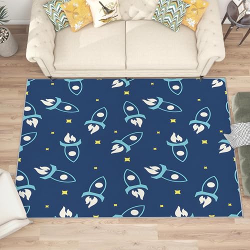 buyluhn Quadratischer Kurzflor-Teppich 120x120, Raketensterne Blau Weiß Teppich, Karikatur Waschbar rutschfest Dünn Saugfähig Teppiche Für Bad Eingangsbereich Innenräume L38 buyluhn Quadratischer Kurzflor-Teppich 120x120, Raketensterne Blau Weiß Teppich, Karikatur Waschbar rutschfest Dünn Saugfähig Teppiche Für Bad Eingangsbereich Innenräume L38 von buyluhn