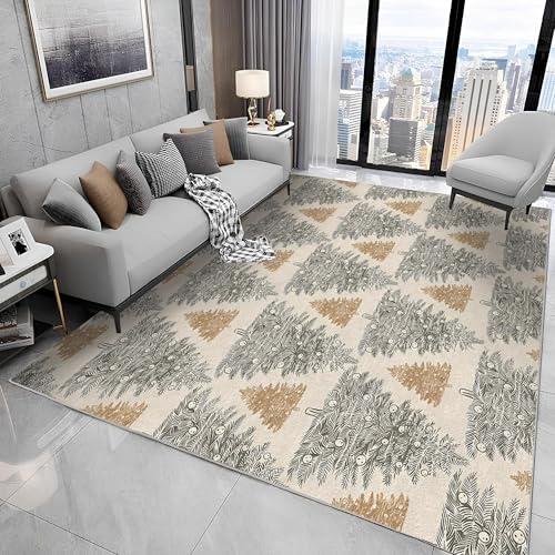 buyluhn Quadratischer Kurzflor-Teppich 120x120, Rauten Teppich, Weihnachtsbaum Waschbar rutschfest Dünn Saugfähig Teppiche Für Bad Eingangsbereich Innenräume N2 von buyluhn