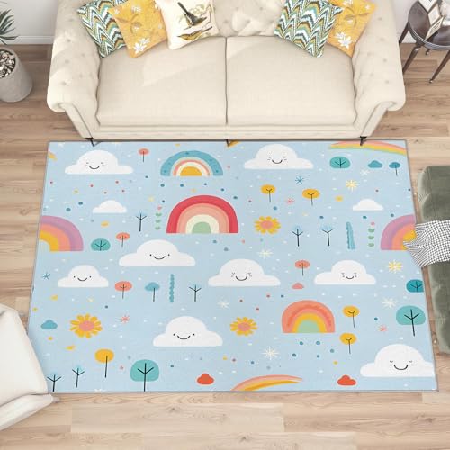 buyluhn Quadratischer Kurzflor-Teppich 120x120, Regenbogenwolke Teppich Kinderzimmer, Karikatur Waschbar rutschfest Dünn Saugfähig Teppiche Für Bad Eingangsbereich Innenräume U-129 buyluhn Quadratischer Kurzflor-Teppich 120x120, Regenbogenwolke Teppich Kinderzimmer, Karikatur Waschbar rutschfest Dünn Saugfähig Teppiche Für Bad Eingangsbereich Innenräume U-129 von buyluhn