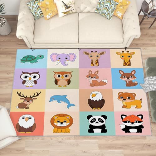 buyluhn Quadratischer Kurzflor-Teppich 120x120, Tier Mehrfarbig Teppich, Karikatur Waschbar rutschfest Dünn Saugfähig Teppiche Für Bad Eingangsbereich Innenräume L220 buyluhn Quadratischer Kurzflor-Teppich 120x120, Tier Mehrfarbig Teppich, Karikatur Waschbar rutschfest Dünn Saugfähig Teppiche Für Bad Eingangsbereich Innenräume L220 von buyluhn