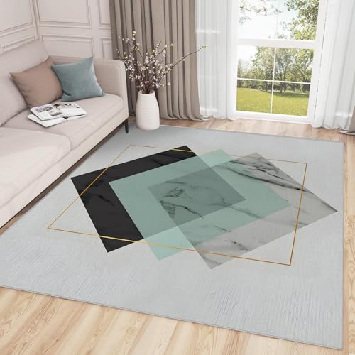 buyluhn Quadratischer Kurzflor-Teppich 120x120 - Geometrisches Grau Teppiche - Modern Waschbar rutschfest Dünn Saugfähig Carpet Teppiche Für Bad Eingangsbereich Innenräume S-40 von buyluhn