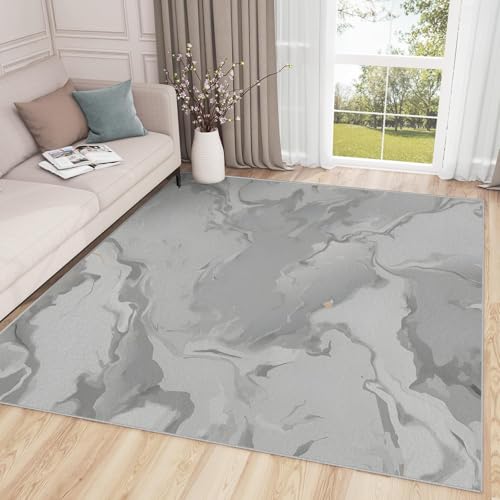 buyluhn Quadratischer Kurzflor-Teppich 120x120 - Marmorgrau Teppiche - Abstrakt Waschbar rutschfest Dünn Saugfähig Carpet Teppiche Für Bad Eingangsbereich Innenräume S-21 von buyluhn