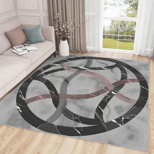 buyluhn Quadratischer Kurzflor-Teppich 120x120 - Marmortextur Teppiche - Linien Waschbar rutschfest Dünn Saugfähig Carpet Teppiche Für Bad Eingangsbereich Innenräume S-116 von buyluhn