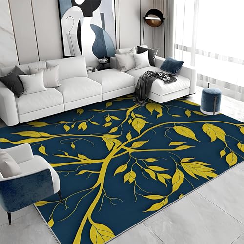 buyluhn Quadratischer Kurzflor-Teppich 200x200 - Blätter Gelb Blau Teppiche - Botanik Waschbar rutschfest Dünn Saugfähig Carpet für Wohnzimmer Schlafzimmer Esszimmer a&34 buyluhn Quadratischer Kurzflor-Teppich 200x200 - Blätter Gelb Blau Teppiche - Botanik Waschbar rutschfest Dünn Saugfähig Carpet für Wohnzimmer Schlafzimmer Esszimmer a&34 von buyluhn