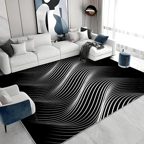buyluhn Quadratischer Kurzflor-Teppich 250x250 - Streifen Schwarz Weiß Teppiche - Abstrakt Waschbar rutschfest Dünn Saugfähig Carpet für Wohnzimmer Schlafzimmer Esszimmer G&396 buyluhn Quadratischer Kurzflor-Teppich 250x250 - Streifen Schwarz Weiß Teppiche - Abstrakt Waschbar rutschfest Dünn Saugfähig Carpet für Wohnzimmer Schlafzimmer Esszimmer G&396 von buyluhn