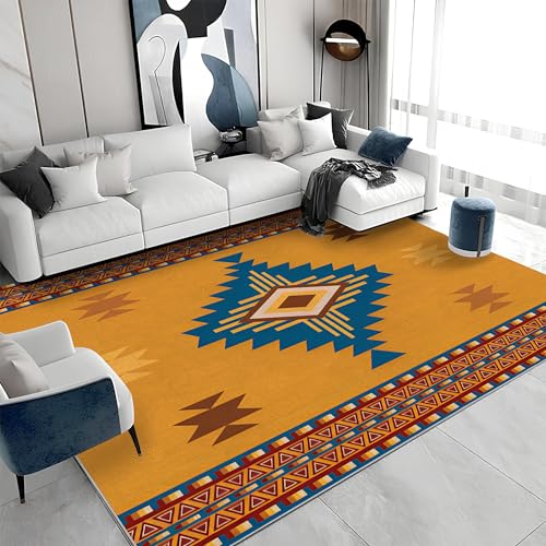 buyluhn Waschbarer Kurzflor-Teppich 100x150 - Bohemian Gelb Teppiche - Traditionelle Stämme Dünn Saugfähig Carpet Für Wohnzimmer Schlafzimmer Jugendzimmer Oder Als Bettvorleger S&251 buyluhn Waschbarer Kurzflor-Teppich 100x150 - Bohemian Gelb Teppiche - Traditionelle Stämme Dünn Saugfähig Carpet Für Wohnzimmer Schlafzimmer Jugendzimmer Oder Als Bettvorleger S&251 von buyluhn