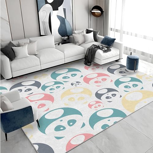 buyluhn Waschbarer Kurzflor-Teppich 100x150 - Großer Panda Mehrfarbig Teppiche - Cartoons Dünn Saugfähig Carpet Für Wohnzimmer Schlafzimmer Jugendzimmer Oder Als Bettvorleger S&1144 von buyluhn