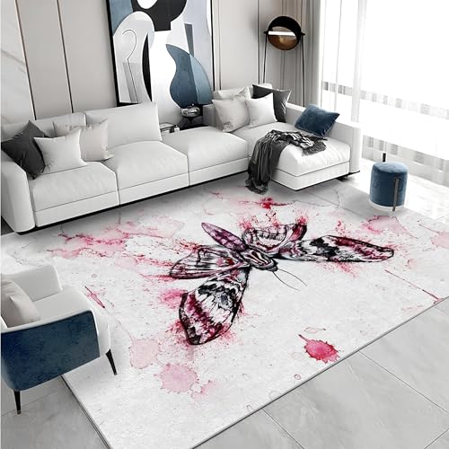 buyluhn Waschbarer Kurzflor-Teppich 100x200, Pfirsichblüte Teppich Jugendzimmer, modern Dünn Saugfähig Für Wohnzimmer Schlafzimmer Jugendzimmer Jungen Mädchen Oder Als Bettvorleger T-152 von buyluhn