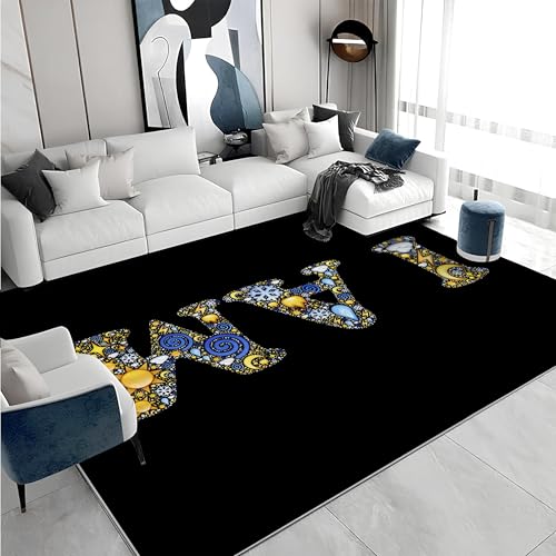 buyluhn Waschbarer Kurzflor-Teppich 120x200, Streifen Teppich Kinderzimmer, Geometrie Dünn Saugfähig Für Wohnzimmer Schlafzimmer Jugendzimmer Jungen Mädchen Oder Als Bettvorleger T-373 von buyluhn