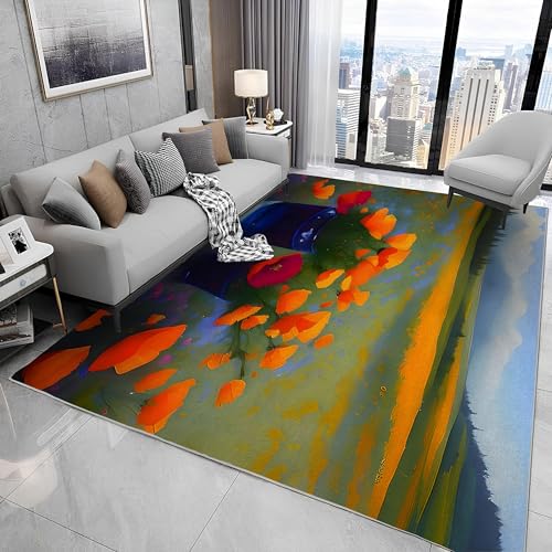 buyluhn Waschbarer Kurzflor-Teppich 140x200, Blumenmuster Teppich, Moderne Kunst Dünn Saugfähig Für Wohnzimmer Schlafzimmer Jugendzimmer Jungen Mädchen Oder Als Bettvorleger N98 buyluhn Waschbarer Kurzflor-Teppich 140x200, Blumenmuster Teppich, Moderne Kunst Dünn Saugfähig Für Wohnzimmer Schlafzimmer Jugendzimmer Jungen Mädchen Oder Als Bettvorleger N98 von buyluhn