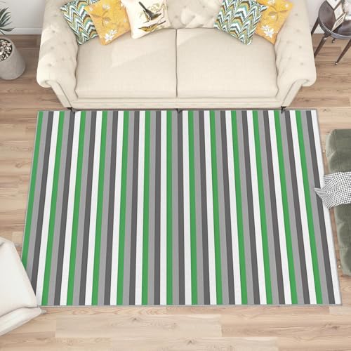 buyluhn Waschbarer Kurzflor-Teppich 140x200, Streifen Grün Grau Teppich modern Dünn Saugfähig Für Wohnzimmer Schlafzimmer Jugendzimmer Jungen Mädchen Oder Als Bettvorleger G122 buyluhn Waschbarer Kurzflor-Teppich 140x200, Streifen Grün Grau Teppich modern Dünn Saugfähig Für Wohnzimmer Schlafzimmer Jugendzimmer Jungen Mädchen Oder Als Bettvorleger G122 von buyluhn