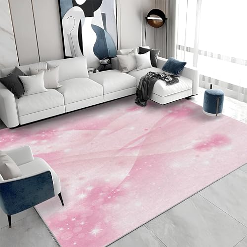 buyluhn Waschbarer Kurzflor-Teppich 140x200 - Gepunktet Rosa Teppiche - Abstrakt Dünn Saugfähig Carpet Für Wohnzimmer Schlafzimmer Jugendzimmer Jungen Mädchen Oder Als Bettvorleger A&65 von buyluhn