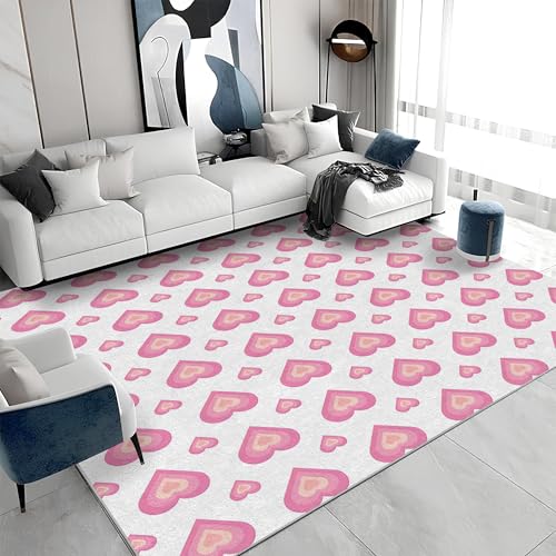 buyluhn Waschbarer Kurzflor-Teppich 140x200 - Herz Rosa Teppiche - Abstrakt Dünn Saugfähig Carpet Für Wohnzimmer Schlafzimmer Jugendzimmer Jungen Mädchen Oder Als Bettvorleger S&901 buyluhn Waschbarer Kurzflor-Teppich 140x200 - Herz Rosa Teppiche - Abstrakt Dünn Saugfähig Carpet Für Wohnzimmer Schlafzimmer Jugendzimmer Jungen Mädchen Oder Als Bettvorleger S&901 von buyluhn