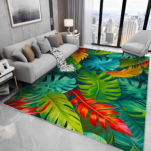 buyluhn Waschbarer Kurzflor-Teppich 160x200, Palmblatt Grün Teppich, Tropische Pflanzen Dünn Saugfähig Für Wohnzimmer Schlafzimmer Jugendzimmer Jungen Mädchen Oder Als Bettvorleger N81 buyluhn Waschbarer Kurzflor-Teppich 160x200, Palmblatt Grün Teppich, Tropische Pflanzen Dünn Saugfähig Für Wohnzimmer Schlafzimmer Jugendzimmer Jungen Mädchen Oder Als Bettvorleger N81 von buyluhn