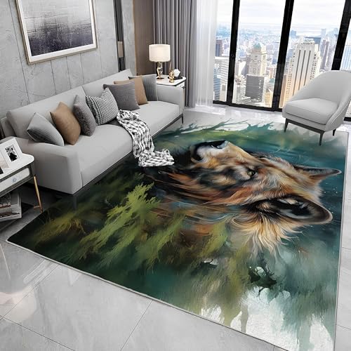 buyluhn Waschbarer Kurzflor-Teppich 160x200, Wölfe Teppich, Tiere Dünn Saugfähig Für Wohnzimmer Schlafzimmer Jugendzimmer Jungen Mädchen Oder Als Bettvorleger N27 buyluhn Waschbarer Kurzflor-Teppich 160x200, Wölfe Teppich, Tiere Dünn Saugfähig Für Wohnzimmer Schlafzimmer Jugendzimmer Jungen Mädchen Oder Als Bettvorleger N27 von buyluhn