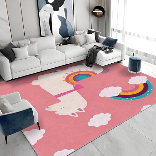 buyluhn Waschbarer Kurzflor-Teppich 160x200 - Alpaka Regenbogen Rosa Teppiche - Tiere Dünn Saugfähig Carpet Für Wohnzimmer Schlafzimmer Jugendzimmer Jungen Mädchen Oder Als Bettvorleger S&1168 buyluhn Waschbarer Kurzflor-Teppich 160x200 - Alpaka Regenbogen Rosa Teppiche - Tiere Dünn Saugfähig Carpet Für Wohnzimmer Schlafzimmer Jugendzimmer Jungen Mädchen Oder Als Bettvorleger S&1168 von buyluhn