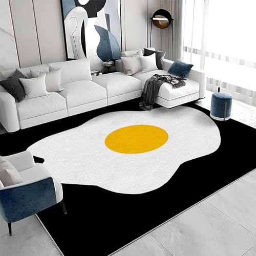 buyluhn Waschbarer Kurzflor-Teppich 60x180 - Spiegelei Schwarz Weiß Teppiche - Abstrakte Kunst Dünn Saugfähig Carpet Für Wohnzimmer Schlafzimmer Jugendzimmer Oder Als Bettvorleger S&1200 buyluhn Waschbarer Kurzflor-Teppich 60x180 - Spiegelei Schwarz Weiß Teppiche - Abstrakte Kunst Dünn Saugfähig Carpet Für Wohnzimmer Schlafzimmer Jugendzimmer Oder Als Bettvorleger S&1200 von buyluhn