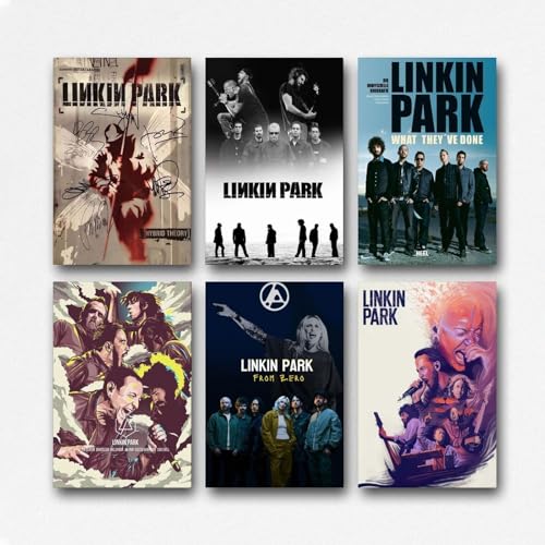 buzaiua A Set Of 6 Linkin Poster Park Rock Band Music Album Vintage Cover Posters Für Zimmer, Ästhetische Leinwand-Wandkunst, Schlafzimmer-Dekor 08x12inch(20x30cm) von buzaiua