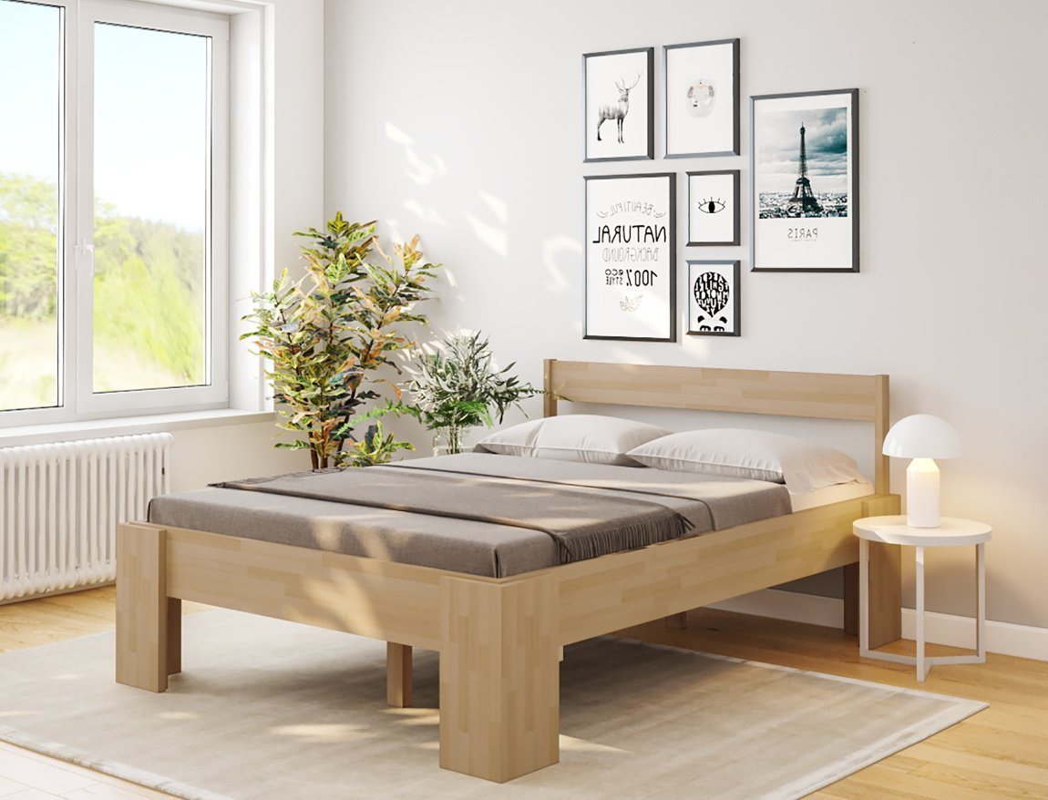 bv-vertrieb Bett Komfortbett mit erhöhter Liegefläche Holzbett, Holz unbehandelt von bv-vertrieb