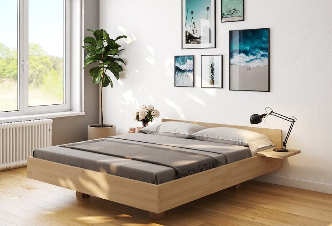 bv-vertrieb Bett Schwebebett Buche Doppelbett Holz-Bett in schwebender Optik von bv-vertrieb