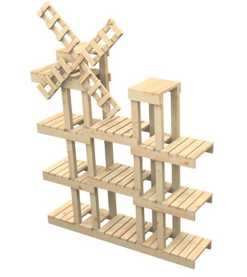 bv-vertrieb Blumenständer Blumentreppe 210cm Pflanzen Blumenständer Windmühle - (4620) von bv-vertrieb