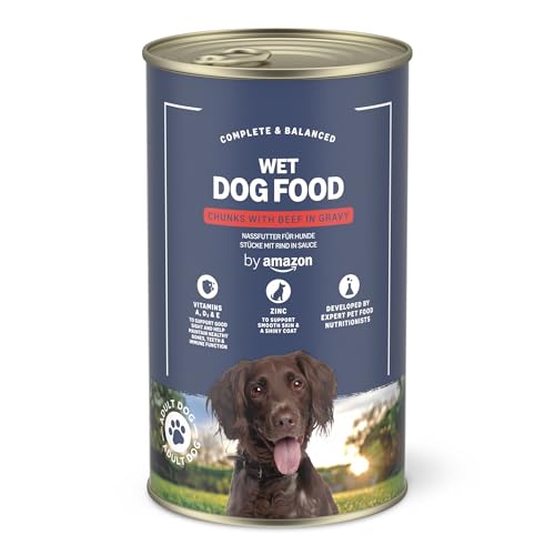 by Amazon Hundefutter, nass, Dose, Stücke mit Rind in Sauce, 1,24 kg von by Amazon