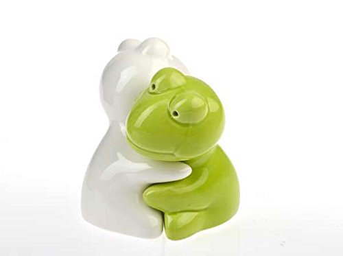 by-Bers.de Hundefreund, Tierfreund, Tierliebhaber, Salzstreuer im Frosch Design in hellgrün/weiß, die ungewöhnlichsten Salzstreuer von by-Bers.de