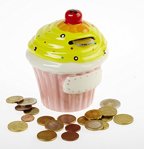 By Bers Cupcake - die Spardose bunt - in 6 Farbkombinationen, Sparbüchse Sparschwein oder Sparkasse im besonderen Design, als Geburtstag Weihnachten Geschenk (rosa-gelb) von by-Bers