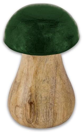 by Gehlmann Pilz Mangoholz Deko Aufsteller Dunkelgrün Oliv Tischdeko Herbst Weihnachten 7cm H 5cm Ø, Farbe:Grün von by Gehlmann