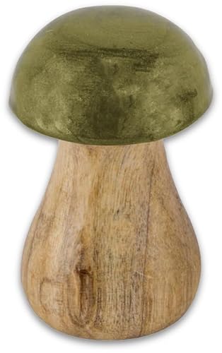 by Gehlmann Pilz Mangoholz Deko Aufsteller Dunkelgrün Oliv Tischdeko Herbst Weihnachten 7cm H 5cm Ø, Farbe:Oliv von by Gehlmann