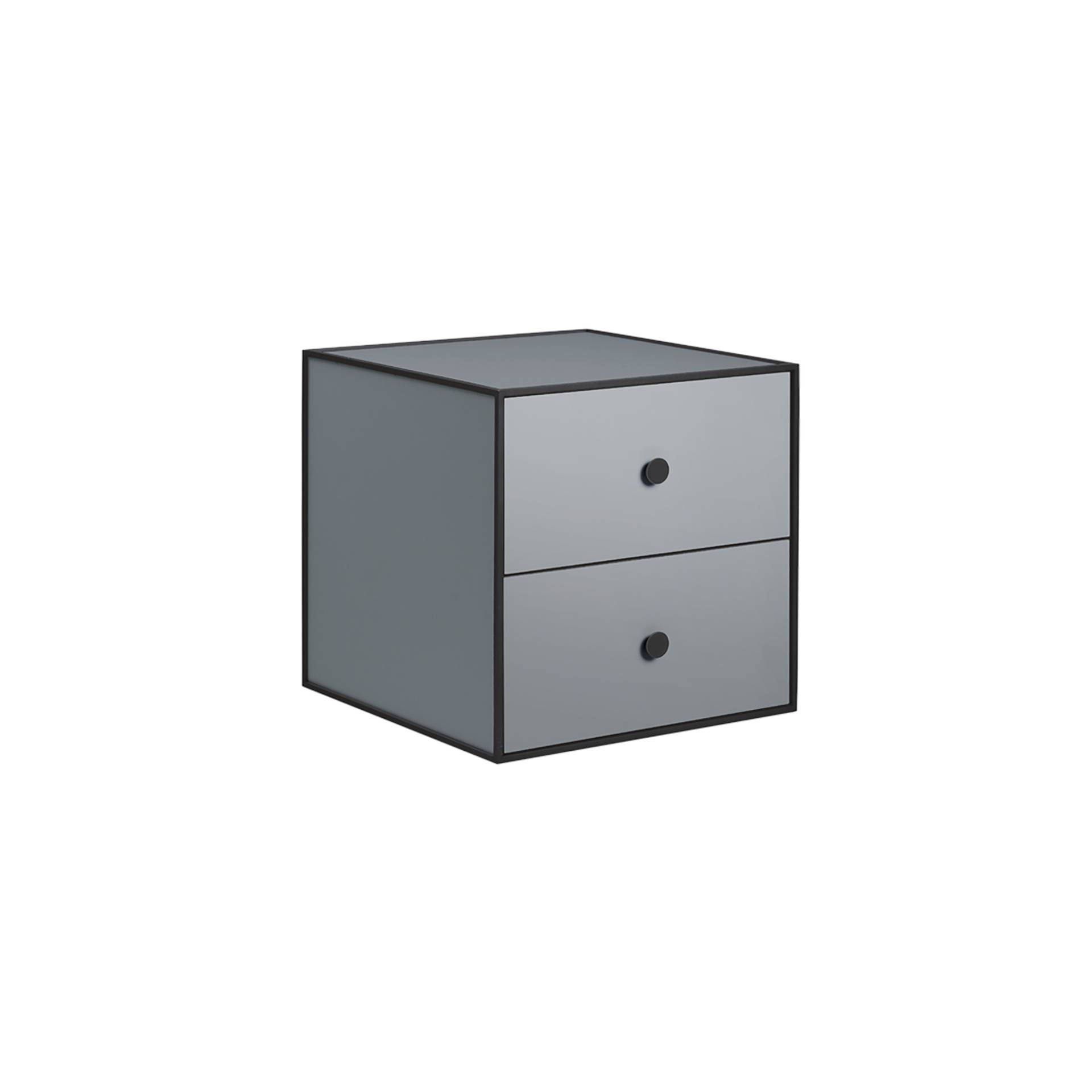 Audo - Frame 35 Modul mit 2 Schubladen - dunkelgrau, schwarz/lackiert/LxBxH 35x35x35cm/Soft-Close-System von Audo