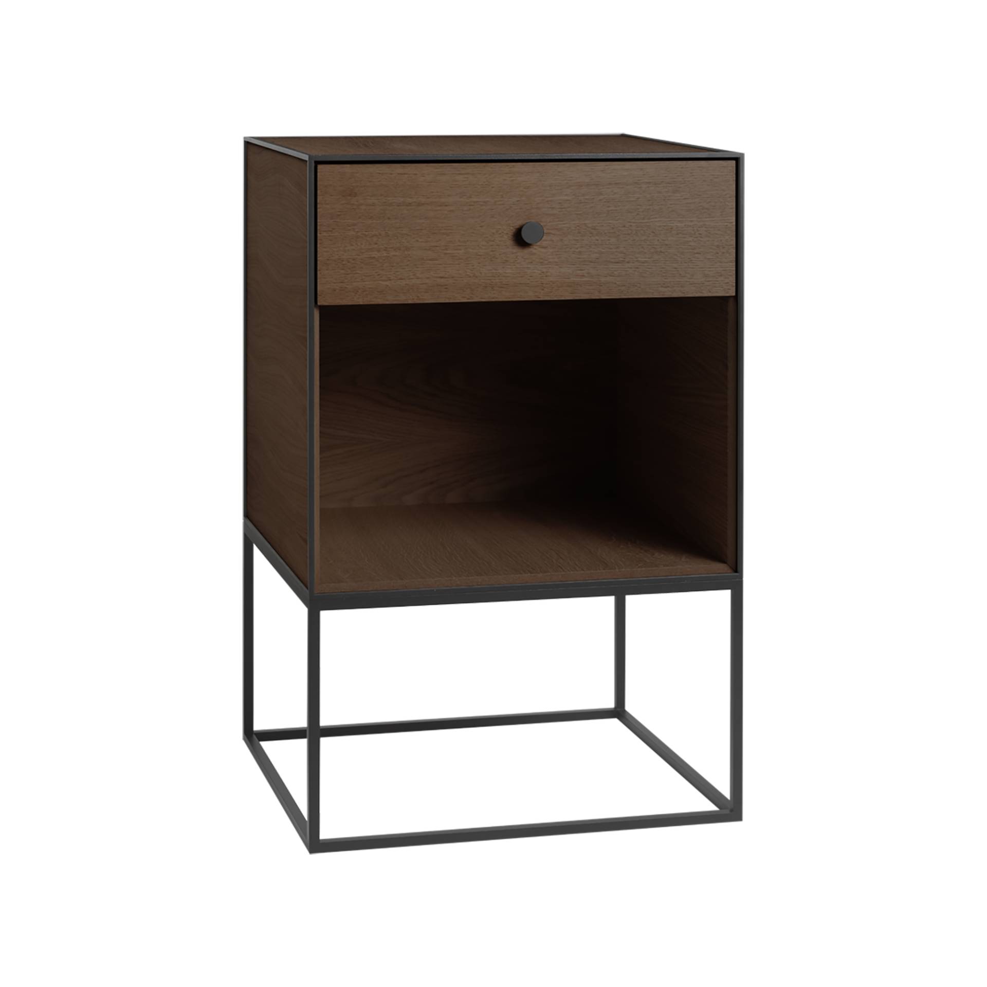 Audo - Frame 49 Sideboard mit 1 Schublade - eiche, schwarz/geräuchert, pulverbeschichtet/LxBxH 49x42x77cm/Soft-Close-System von Audo