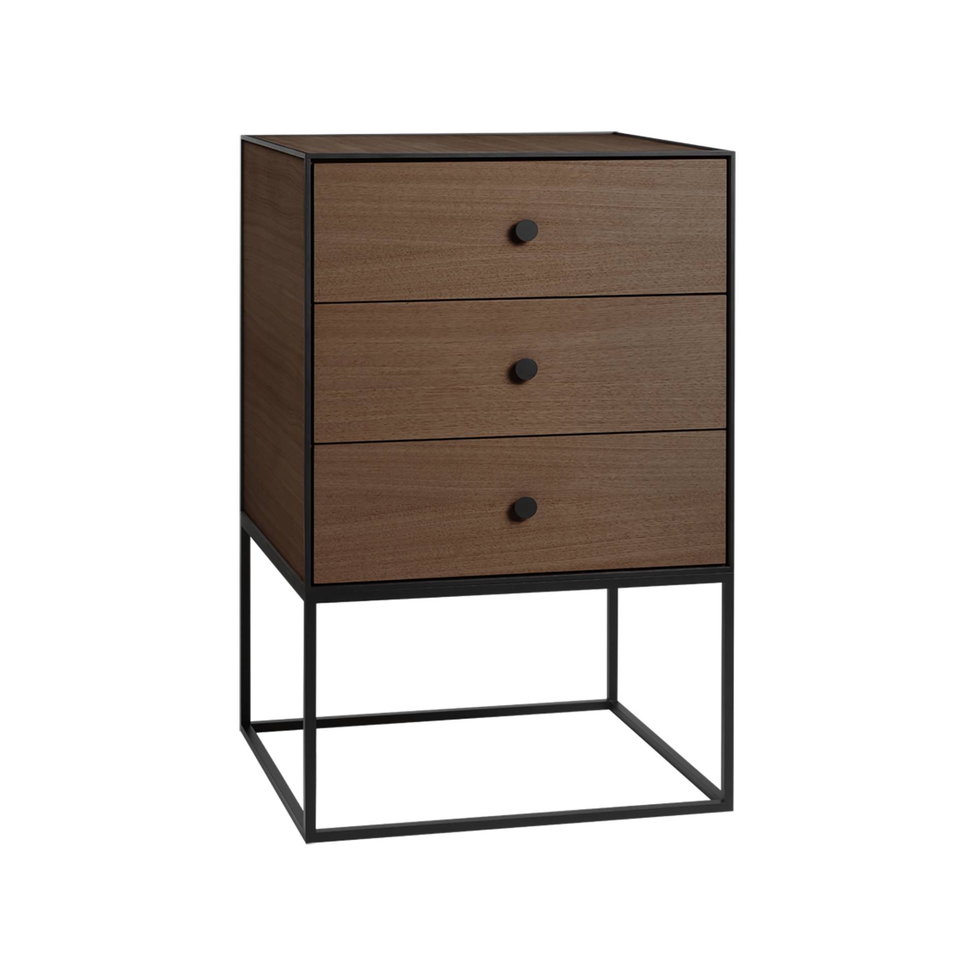 Audo - Frame 49 Sideboard mit 3 Schubladen - eiche, schwarz/geräuchert, pulverbeschichtet/LxBxH 49x42x77cm/Soft-Close-System von Audo