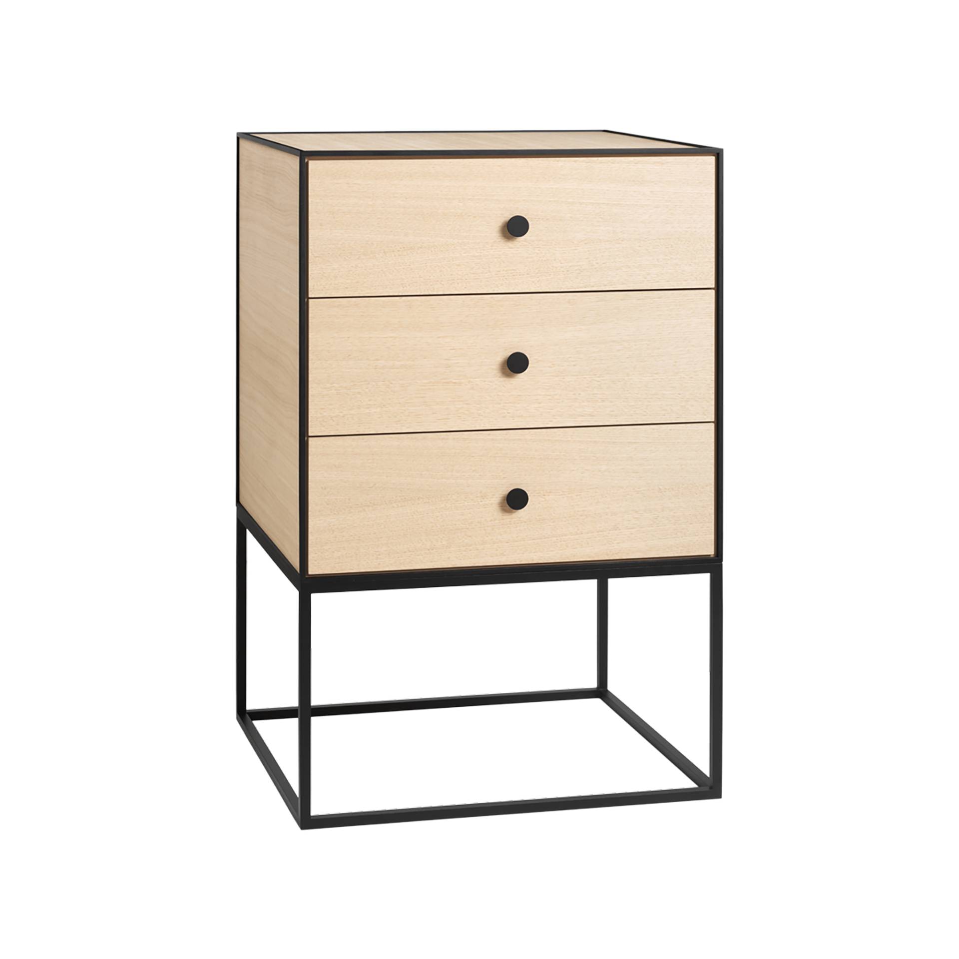 Audo - Frame 49 Sideboard mit 3 Schubladen - eiche, schwarz/pulverbeschichtet/LxBxH 49x42x77cm/Soft-Close-System von Audo