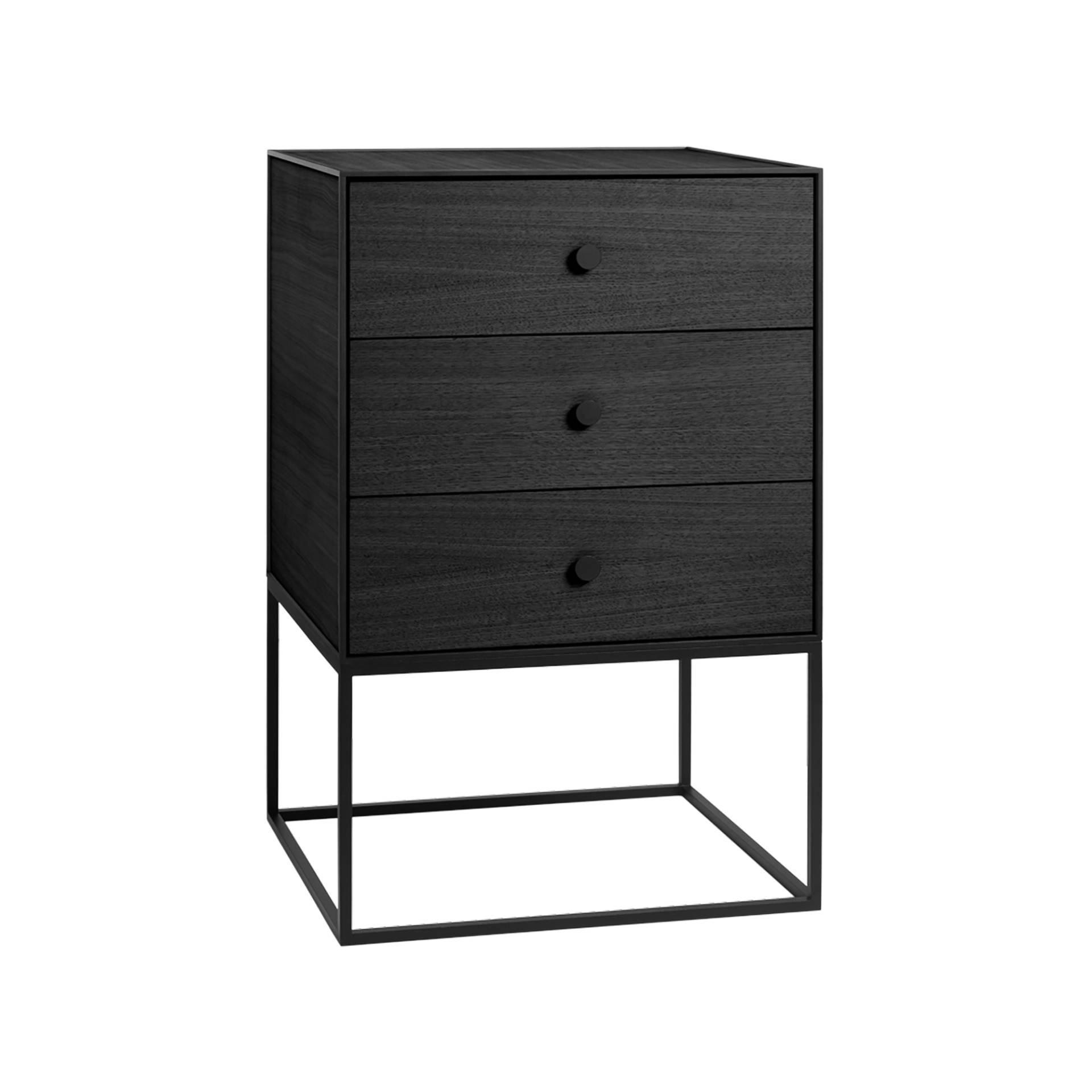 Audo - Frame 49 Sideboard mit 3 Schubladen - esche schwarz/gebeizt, pulverbeschichtet/LxBxH 49x42x77cm/Soft-Close-System von Audo