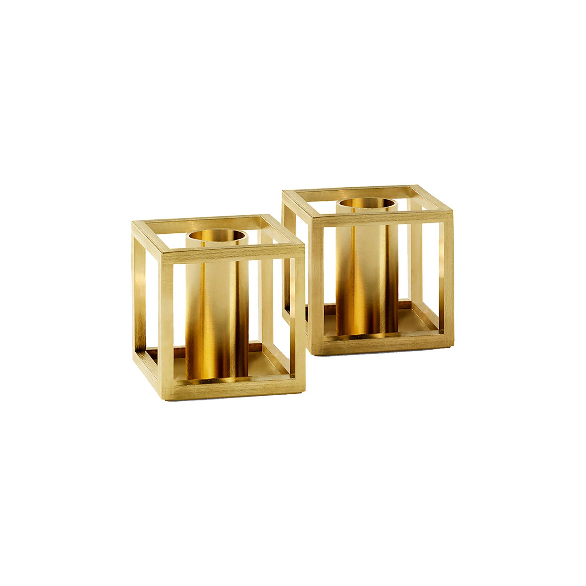 Audo - Kubus Micro Kerzenhalter 2er Set - gold/veredelt/LxBxH 3,5x3,5x3,65cm von Audo
