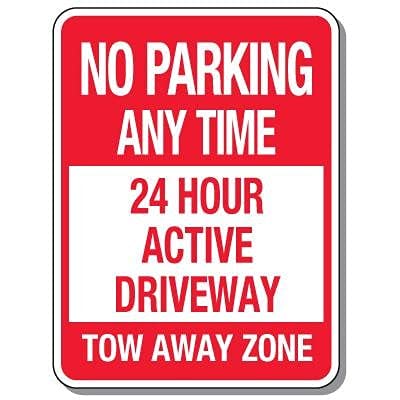 Warnschild mit Aufschrift "No Parking Signs" – 24 Hour Active Driveway Aluminium-Warnschild, Metall-Blechschild, Aluminium, rostfrei, für den Innen- und Außenbereich von by Unbranded