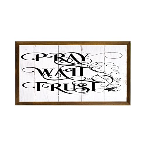 by Unbranded 30 x 55 cm Rahmenpalettenschilder, Pray Wait Trust Farmhouse Wandschild mit Sprüchen Wandkunst Dekor rustikale Wandschilder für Wohnzimmer Schlafzimmer Küche von by Unbranded