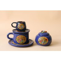 Floraler Zylinder Kaffee, Handgeschnitzte Oma Gartenblumen | Anfertigung Auf Bestellung von byDomi