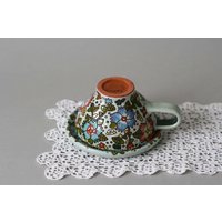 Prinzessin Cappuccino Tassen, Keramik Handgefertigte Kaffeetasse in Handgeschnitztem Blumenmuster von byDomi